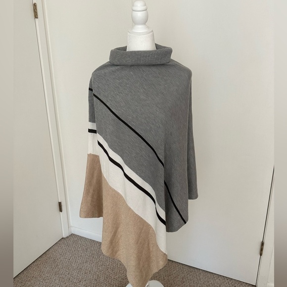 Calvin Klein Cowl Neck Poncho Tan Sz S/M - Picture 1 of 4